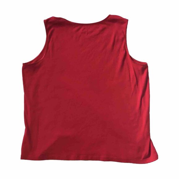 CJ Banks Plus SZ 2X Red Tank Knit Top Sleeveless Classic Basic Layer Holiday EUC - Picture 3 of 6